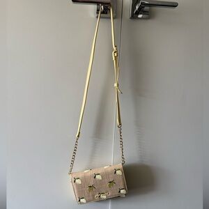 Betsy Johnson Lemon Embroidery Beige Crossbody: Like New
